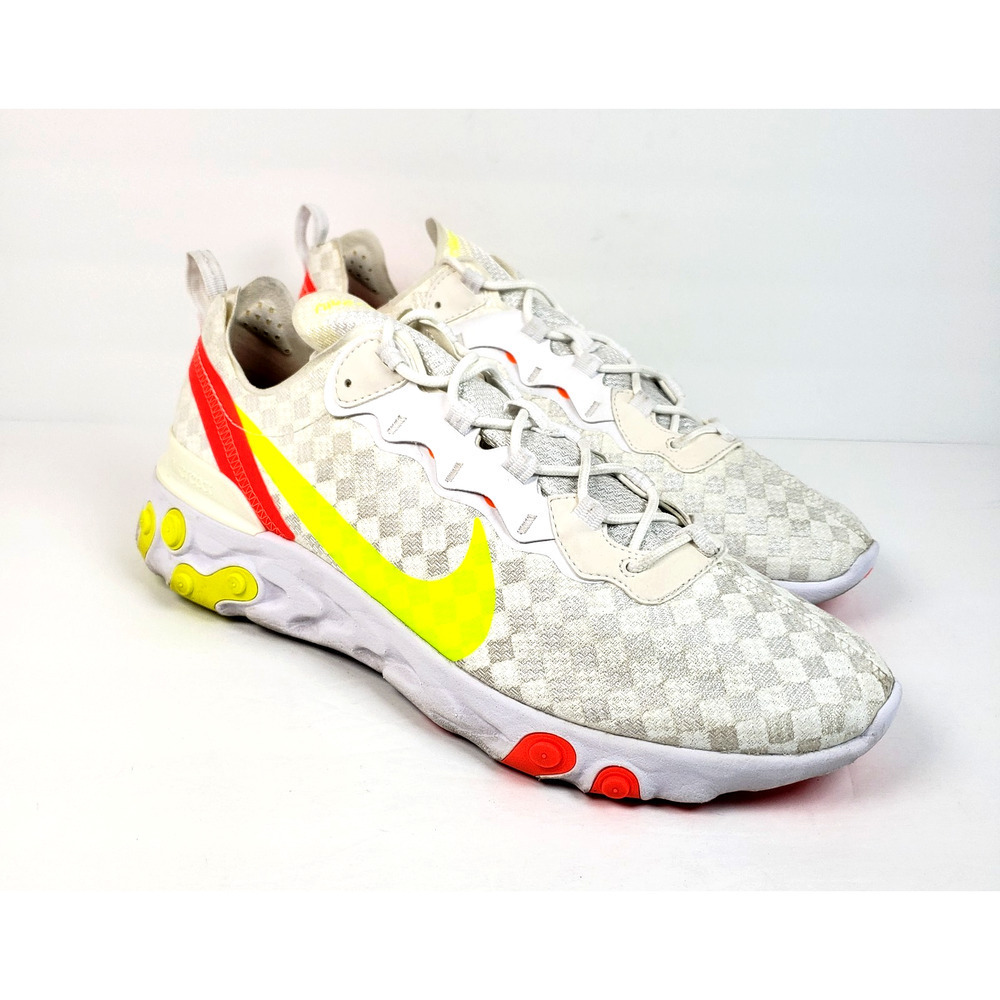 Nike React Element 55 Mens Size 13 White Crimson Volt Athletic Sneaker Shoes